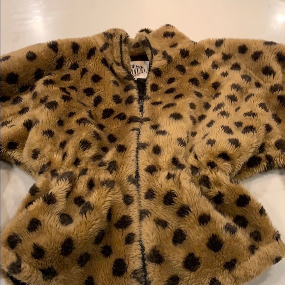 VINTAGE SUPER CUTE!! cheetah kids fuzzy jacket